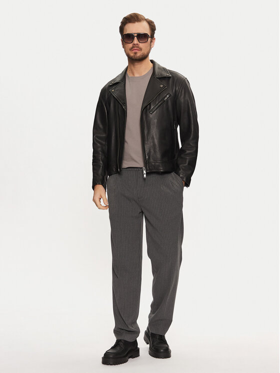 BOSS BOSS Kurtka skórzana Jolush 50530258 Czarny Regular Fit