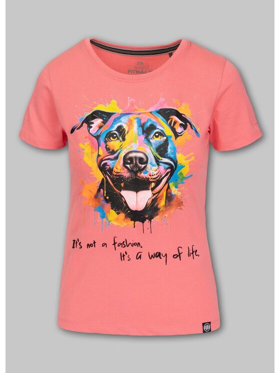 PITBULL PITBULL T-Shirt Koszulka damska WATERCOLOR XS Koralowy Regular Fit