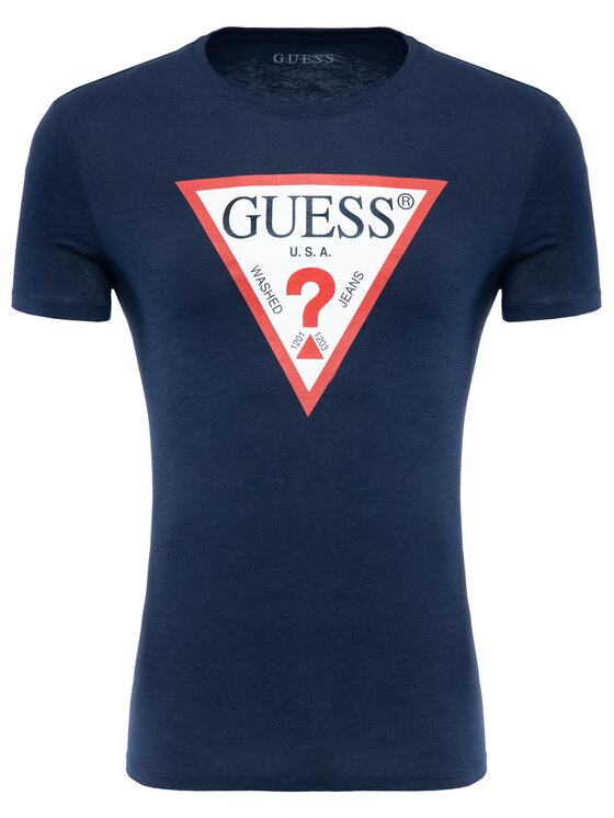 Guess Guess T-Shirt M92I17 K6XN0 Tmavomodrá Slim Fit