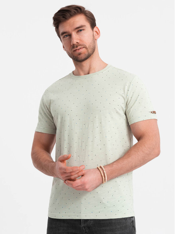 Ombre Ombre T-Shirt OM-TSFP-0185 Zielony Regular Fit