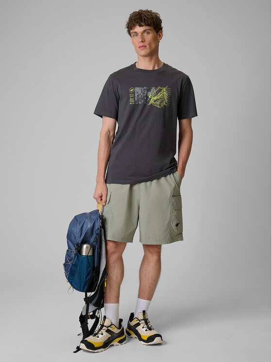 4F 4F T-Shirt TREKKING Szary ciemny Regular Fit