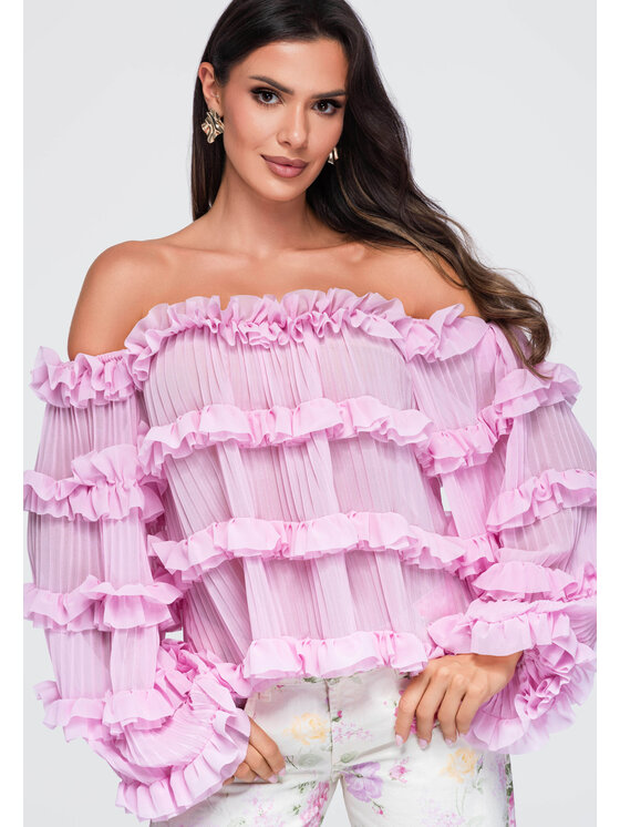 Ombre Ombre Bluzka OW-TS-E0081 Różowy Loose Fit