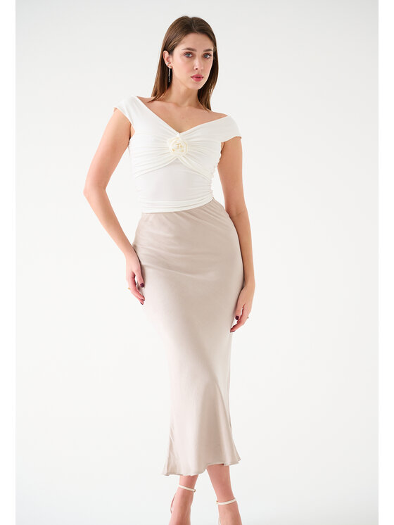 Leimann Leimann Spódnica Julia Beżowy Slim Fit