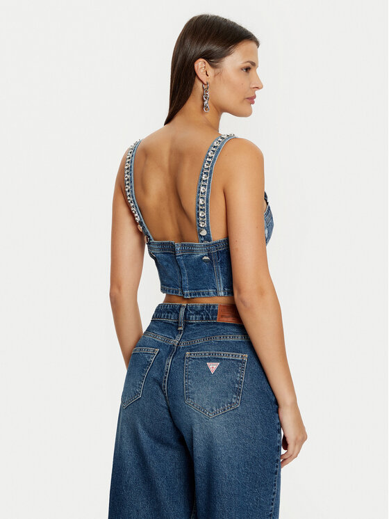 Guess Guess Topiņš W5RH03 D5ACC Tumši zils Slim Fit