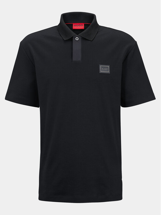 HUGO Hugo Тениска с яка и копчета Dagros 50493036 Черен Regular Fit