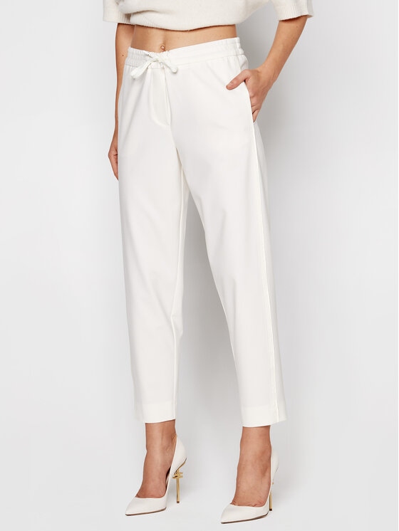 Marella Marella Hlače iz tkanine Nasco 31360707 Bela Regular Fit