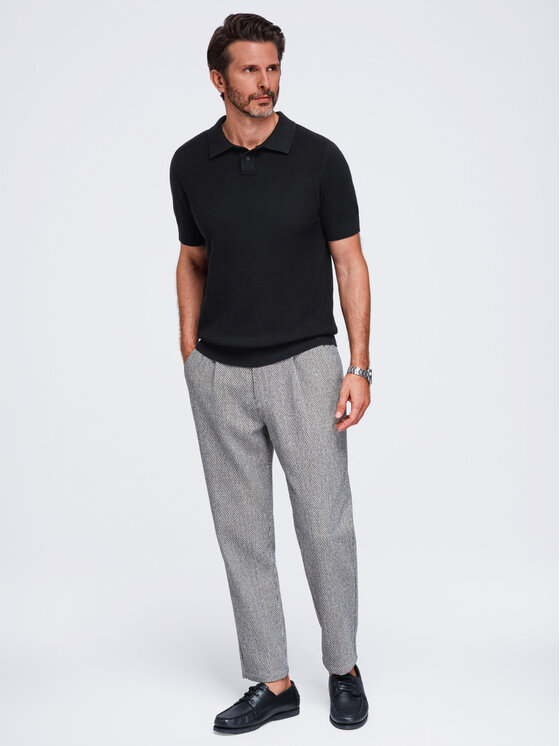 Ombre Ombre Polo OM-POSS-0178 Czarny Regular Fit