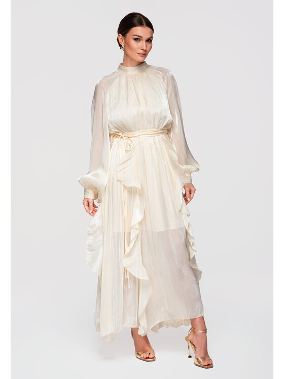 Ombre Ombre Sukienka wieczorowa LA-OM-DLR301 Kremowy Loose Fit
