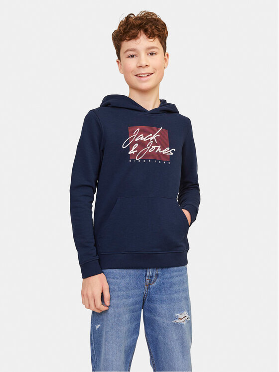 Jack&Jones Junior Džemperis ar kapuci Zuri 12249874 Tumši zils Standard Fit