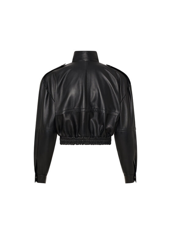 Mimika Mimika Kurtka skórzana bomber n^7 absolute black Czarny Relaxed Fit