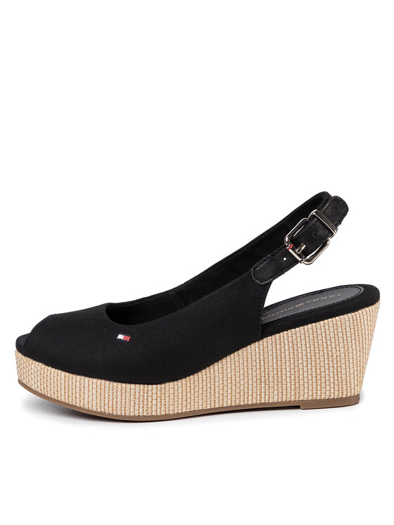 Tommy Hilfiger Espadrilles Iconic Elba Sling Back Wedge FW0FW04788 Schwarz Modivo