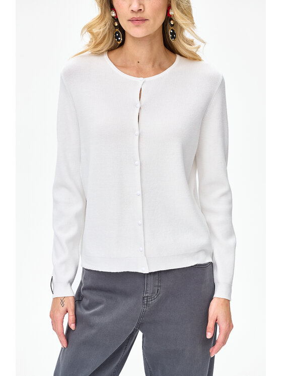 blue shadow blue shadow Sweter 6047-1 Biały Regular Fit