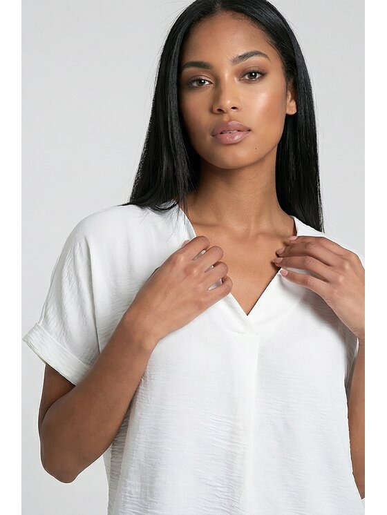 FIGL FIGL Bluzka M1321 Biały Regular Fit