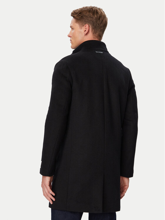 Calvin Klein Calvin Klein Płaszcz wełniany LV04LD457G Czarny Regular Fit