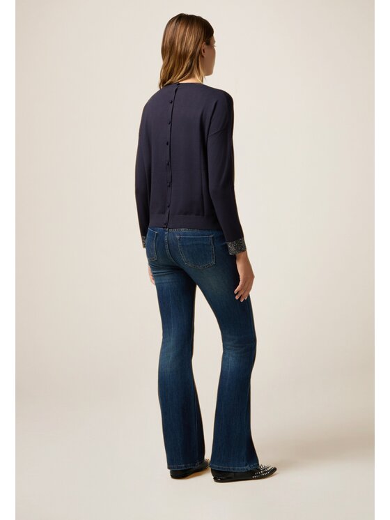 Oltre Oltre Cardigan M298J005033N034 Blu Slim Fit