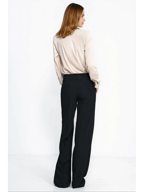 NIFE NIFE Kalhoty z materiálu SD132 Černá Wide Leg