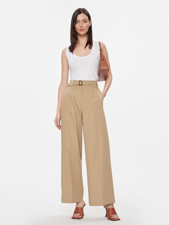 Weekend Max Mara Weekend Max Mara Kalhoty z materiálu Pino 2415131121 Béžová Wide Leg