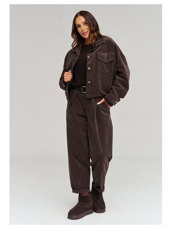 Makadamia Makadamia Jeansy C97 Brązowy Loose Fit
