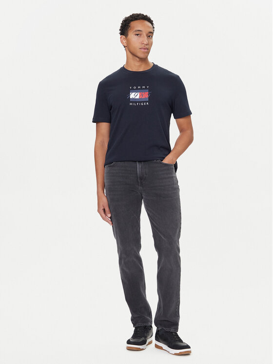 Tommy Hilfiger Tommy Hilfiger T-Shirt Linear Flag MW0MW41338 Tmavomodrá Regular Fit
