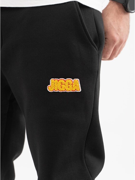 Jigga Wear Jigga Wear Spodnie materiałowe Spodnie Dresowe Męskie Czarne / Żółte Jigga Wear Name Patch M Czarny Regular Fit