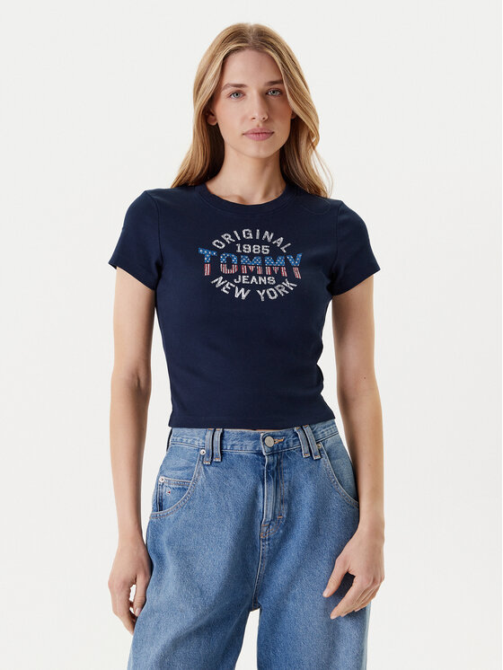 Tommy Jeans Tommy Jeans Tričko DW0DW21421 Tmavomodrá Slim Fit