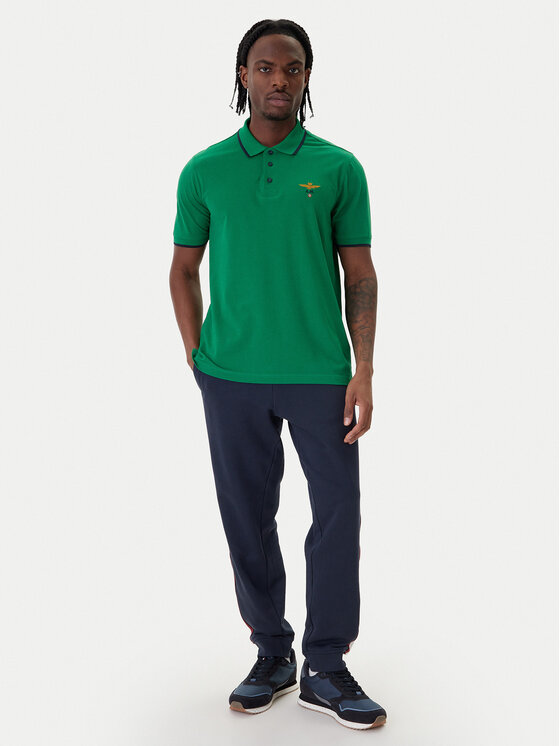 Aeronautica Militare Aeronautica Militare Polokošeľa 261PO1308UP00082 Zelená Regular Fit
