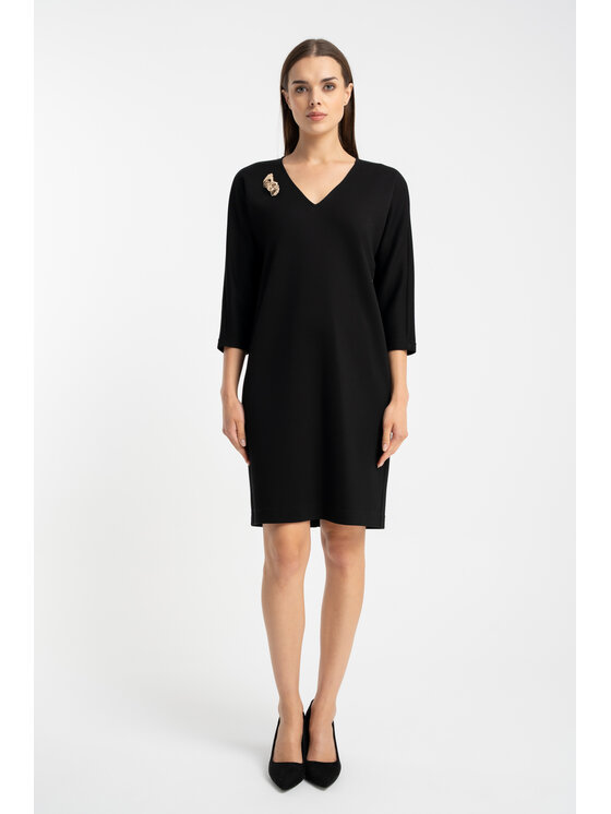 CLICK CLICK Koktejlové šaty 60-6150 Černá Regular Fit