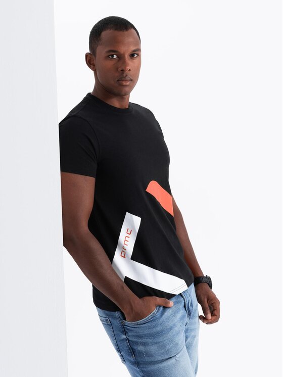 Ombre Ombre T-Shirt S2044 Czarny Regular Fit