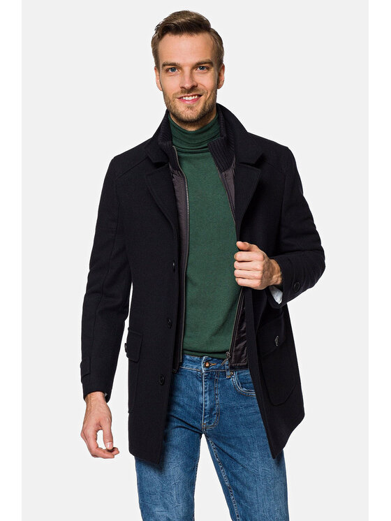 Lancerto Lancerto Płaszcz Timor Granatowy Regular Fit