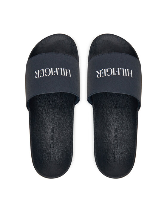 Tommy Hilfiger Tommy Hilfiger Şlapi Hilfiger Print Tumble Pool Slide FM0FM05505 Bleumarin