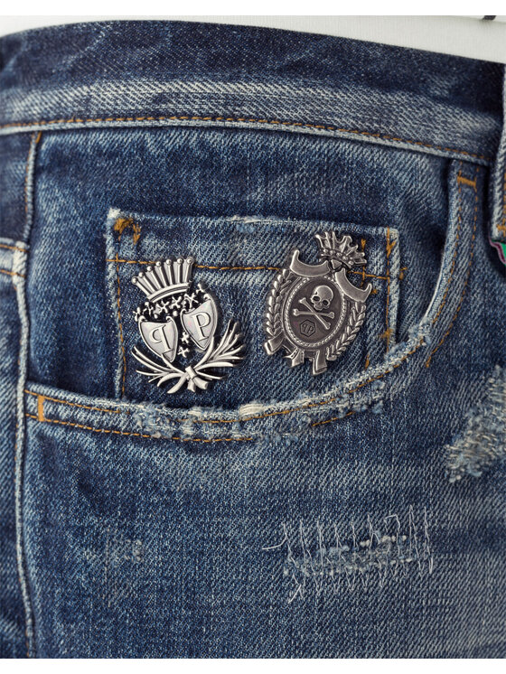 PHILIPP PLEIN PHILIPP PLEIN Džínsy 30774 Modrá Straight Fit