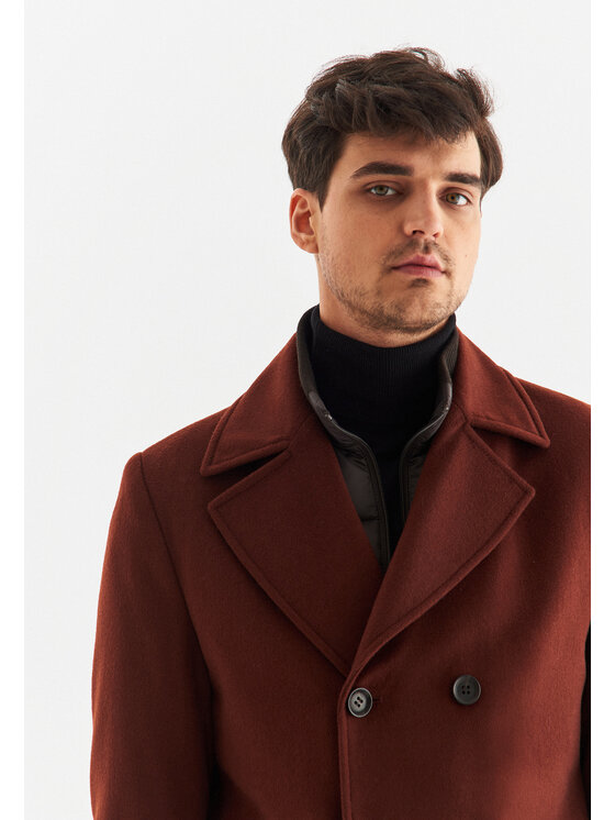 Pako Lorente Pako Lorente Płaszcz wełniany P22WF-7X-003 Pomarańczowy Classic Fit