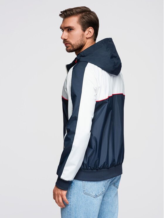 Ombre Ombre Kurtka przejściowa OM-JANP-0228 Granatowy Regular Fit