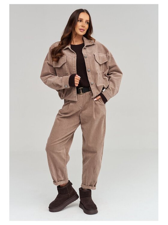Makadamia Makadamia Kurtka przejściowa C96 Brązowy Loose Fit