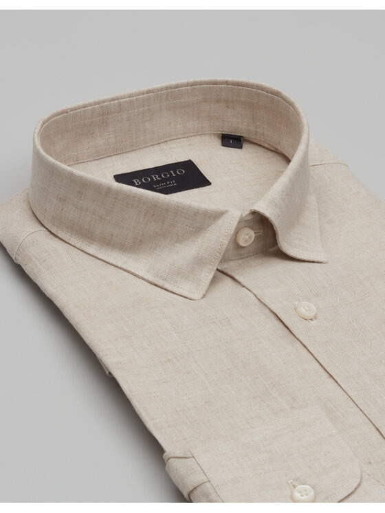 Borgio Borgio Koszula Linosa 00668 Beżowy Classic Fit