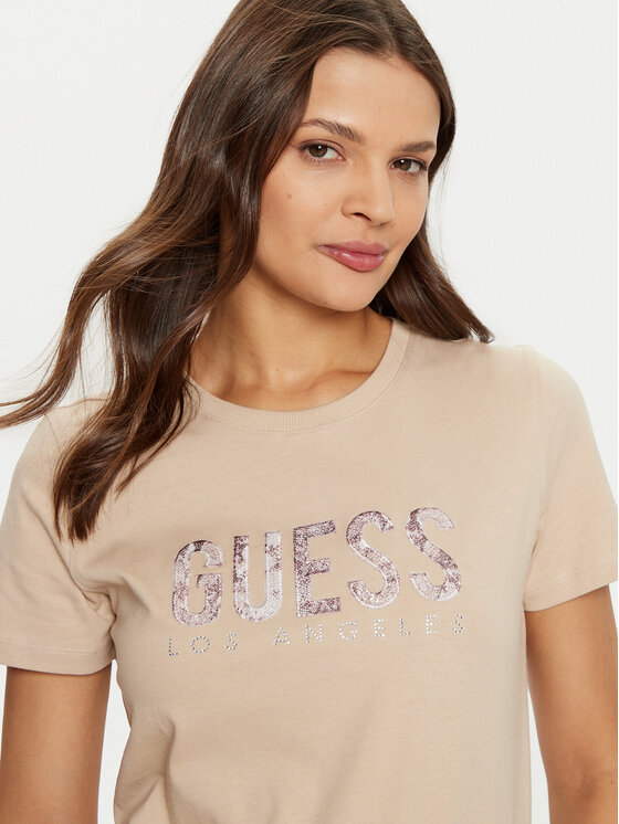 Guess Guess Tricou W5RI19 I3Z14 Bej Regular Fit