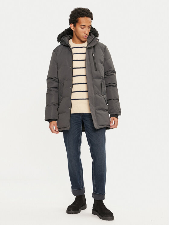 Brave Soul Brave Soul Пухено яке MJK-COLNEGREY Сив Regular Fit