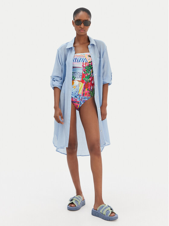 Seafolly Seafolly Cămașă Crinkle 55536-CU Albastru celest Relaxed Fit