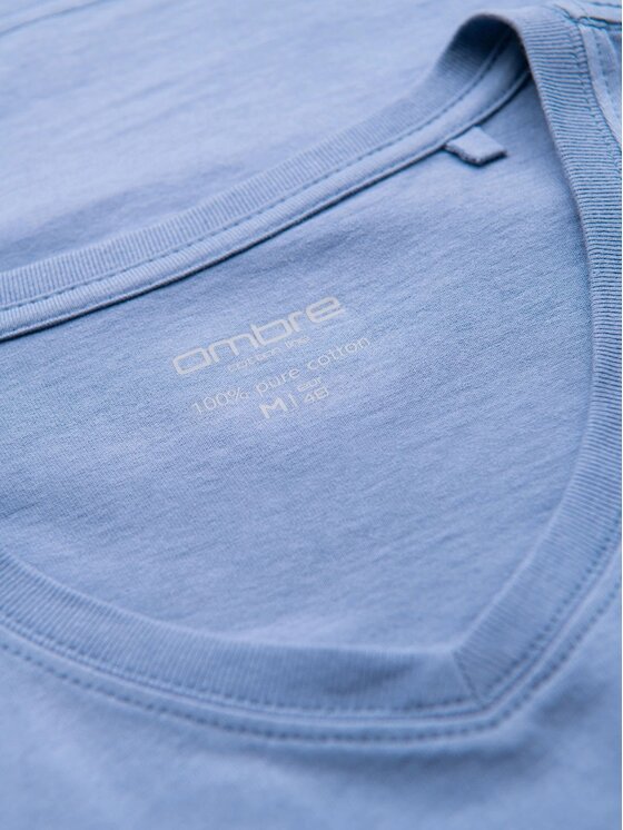 Ombre Ombre T-Shirt OM-TSBS-0237 Niebieski Regular Fit
