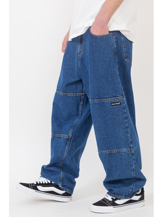 Kamuflage Kamuflage Jeansy Way Too Big Double Knee Granatowy Baggy Fit
