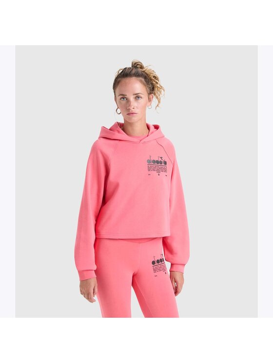 Diadora Diadora Bluza L. HOODIE CROP MANIFESTO Różowy Regular Fit