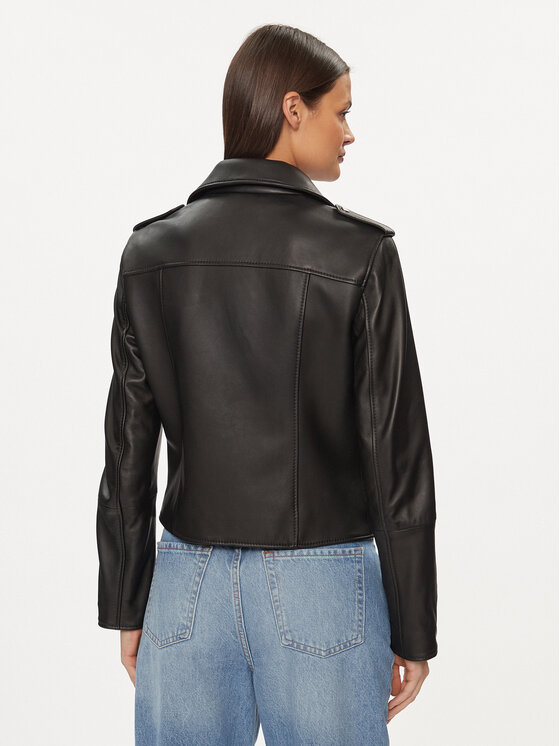 HUGO Hugo Kurtka skórzana Lujana 50512604 Czarny Regular Fit