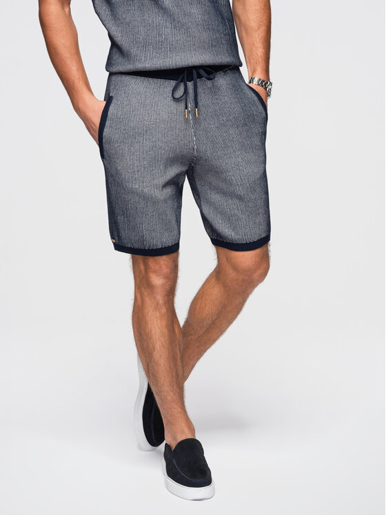 Ombre Ombre Szorty materiałowe OM-SRCS-0202 Granatowy Regular Fit