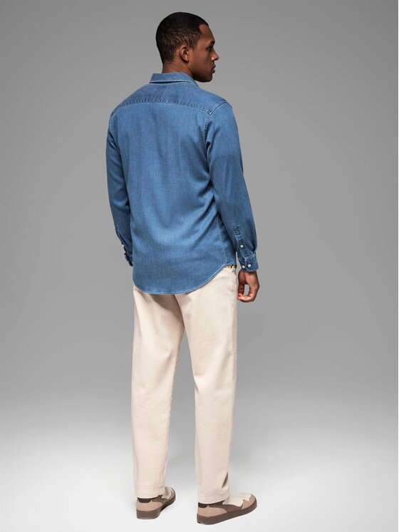 Ombre Ombre Koszula jeansowa OM-SHDS-0180 Niebieski Regular Fit