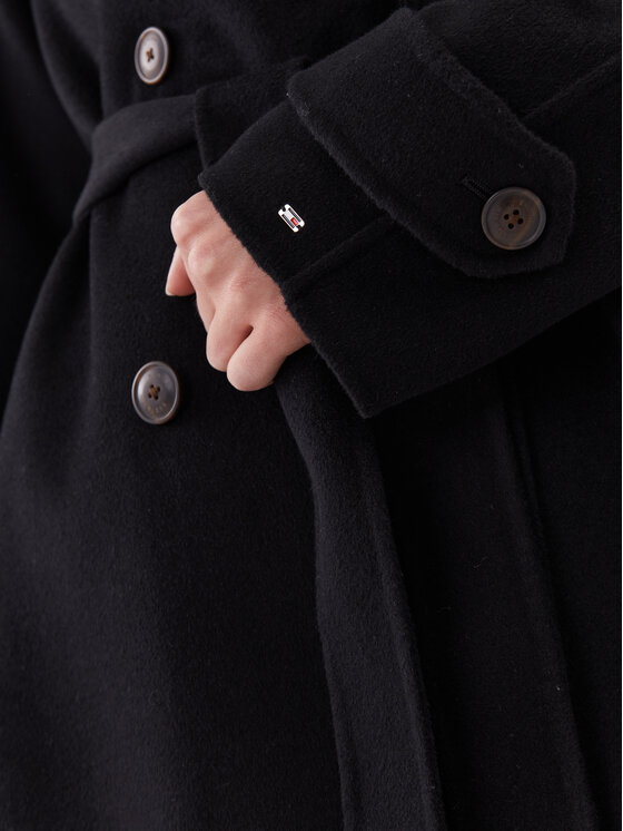 Tommy Hilfiger Tommy Hilfiger Вълнено палто WW0WW39408 Черен Relaxed Fit