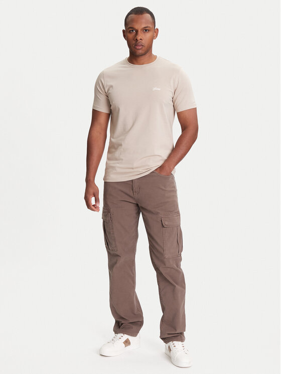 Guess Guess Marškinėliai M4GI70 KC9X0 Smėlio Slim Fit