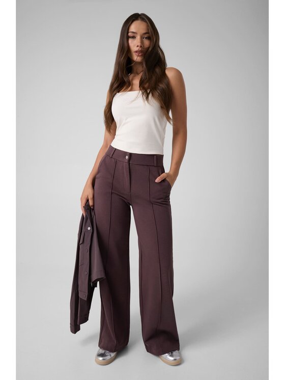 Guess Guess Kalhoty z materiálu 183761 Hnědá Classic Fit
