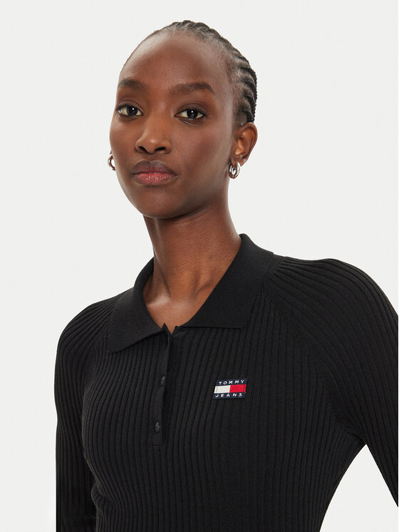 Tommy Jeans Tommy Jeans Pletena obleka DW0DW18734 Črna Slim Fit