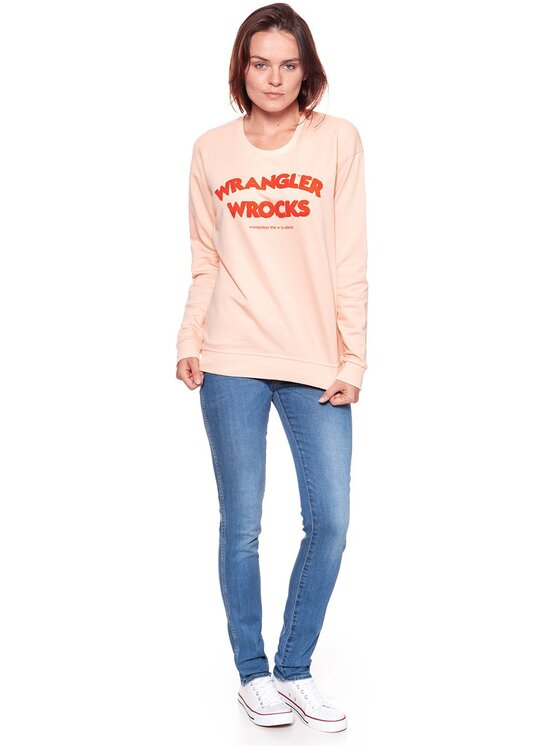 Wrangler Wrangler Bluza WROCKS SWEAT Różowy Regular Fit