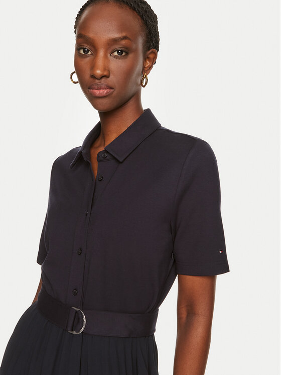 Tommy Hilfiger Tommy Hilfiger Рокля тип риза WW0WW43007 Тъмносин Regular Fit